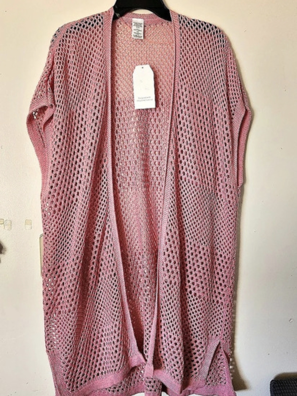 Time and Tru Open-Knit Cardigan in Pink Large NWT